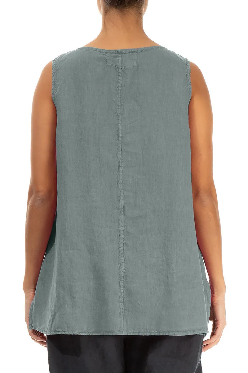 Sleeveless Sage Linen Top