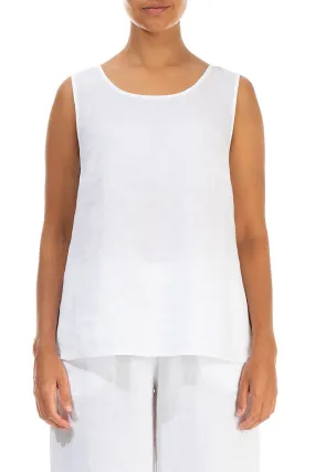 Sleeveless White Linen Top