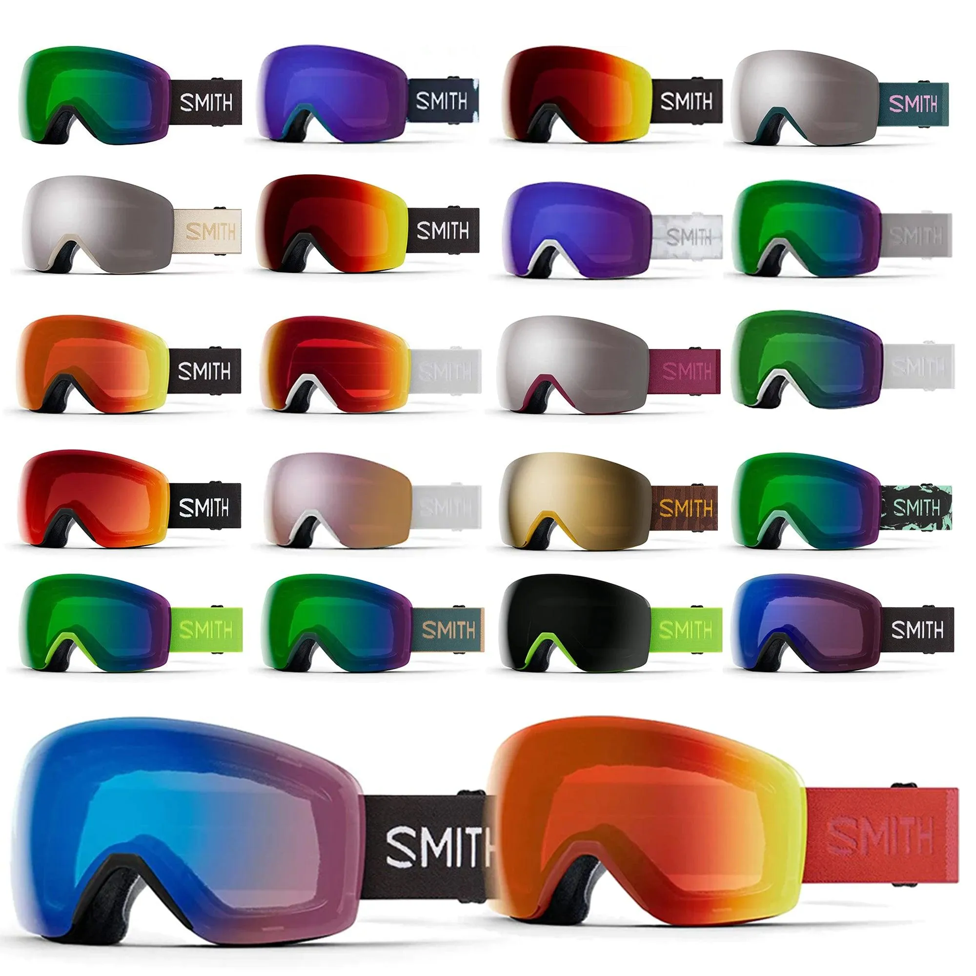 Smith Skyline Ski Goggles Ultra Wide View with Silicone Strap + Anti-Fog Snow Goggles