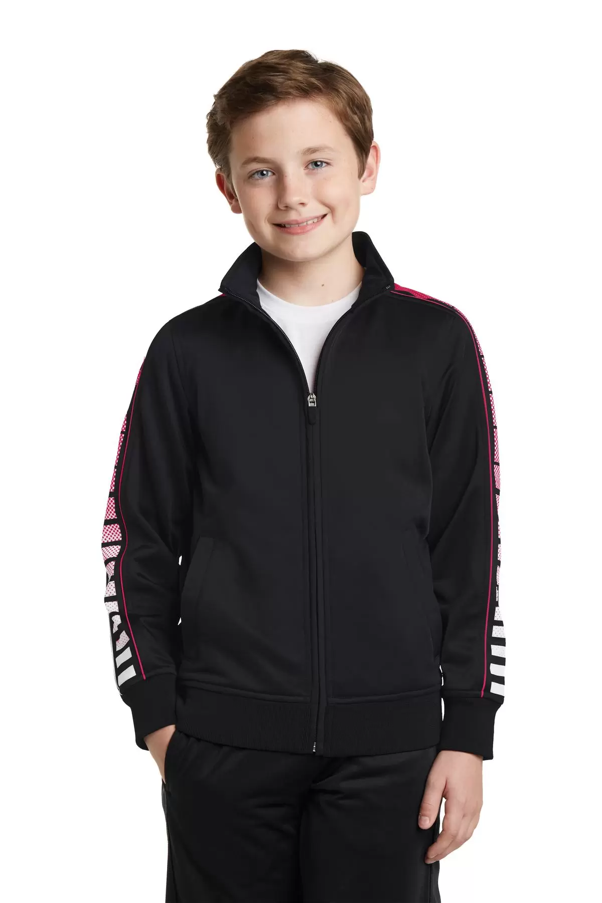 Sport Tek YST93 Sport-Tek Youth Dot Sublimation Tricot Track Jacket SKU: YST93