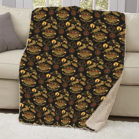 Survivor 20 Years 40 Seasons All Over Black and Yellow Tribal Pattern Sherpa Blanket