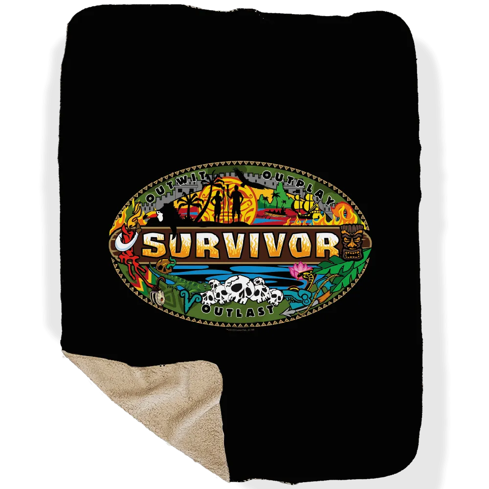 Survivor Mashup Logo Sherpa Blanket