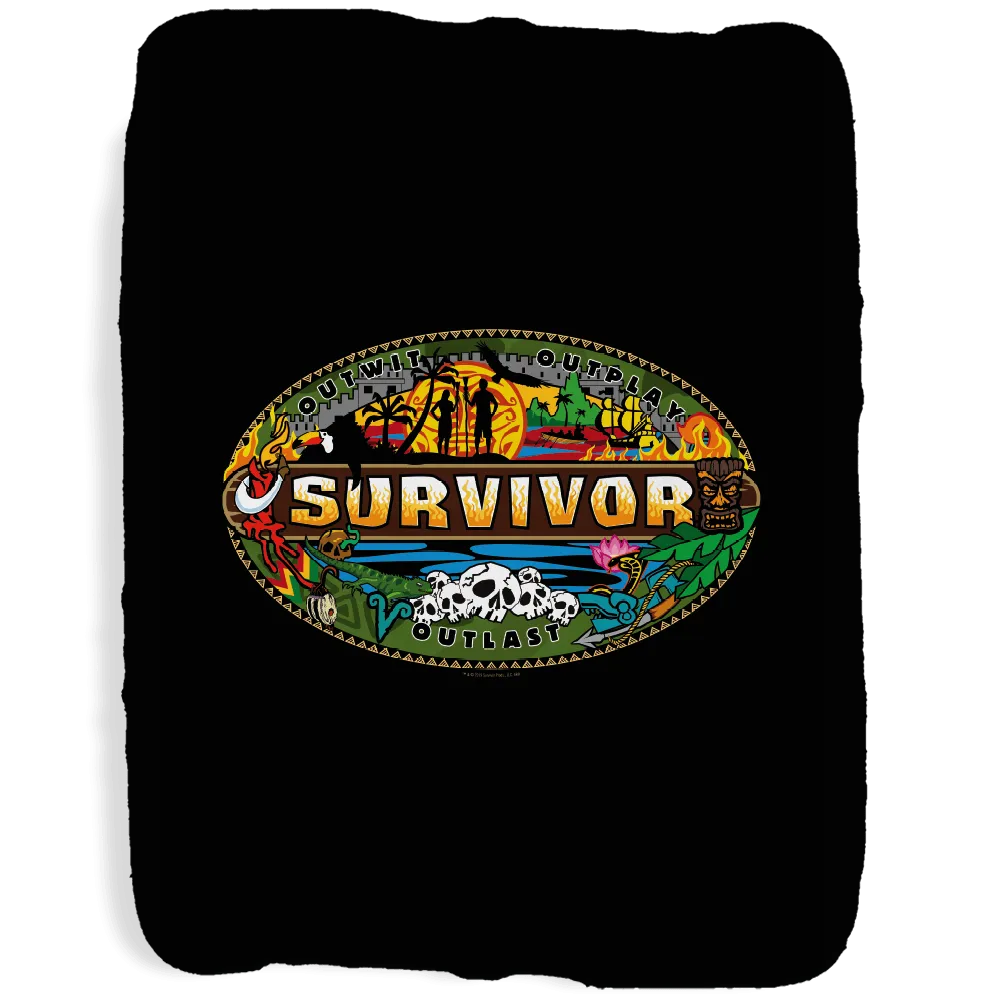 Survivor Mashup Logo Sherpa Blanket