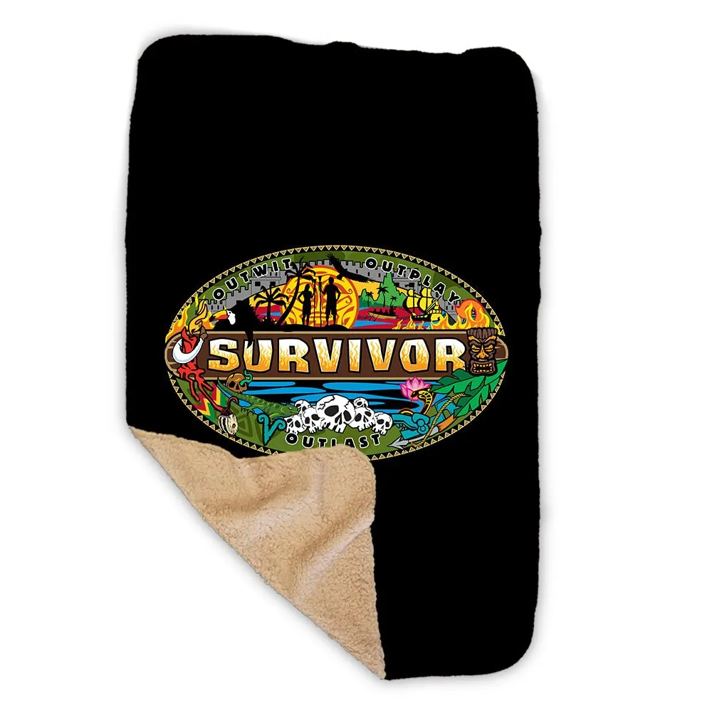 Survivor Mashup Logo Sherpa Blanket