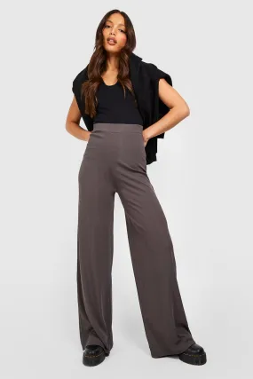 Tall Rib High Waisted Wide Leg Pants