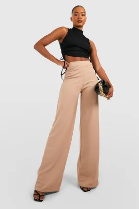 Tall Wide Leg Highwaisted Jersey Knit Crepe Pants