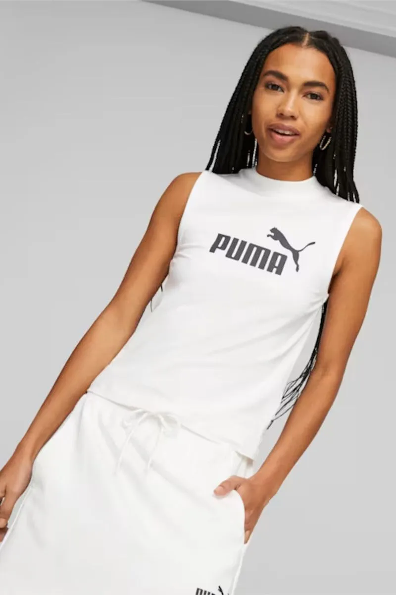 Tank top con logo aderente Essentials da donna Bianco