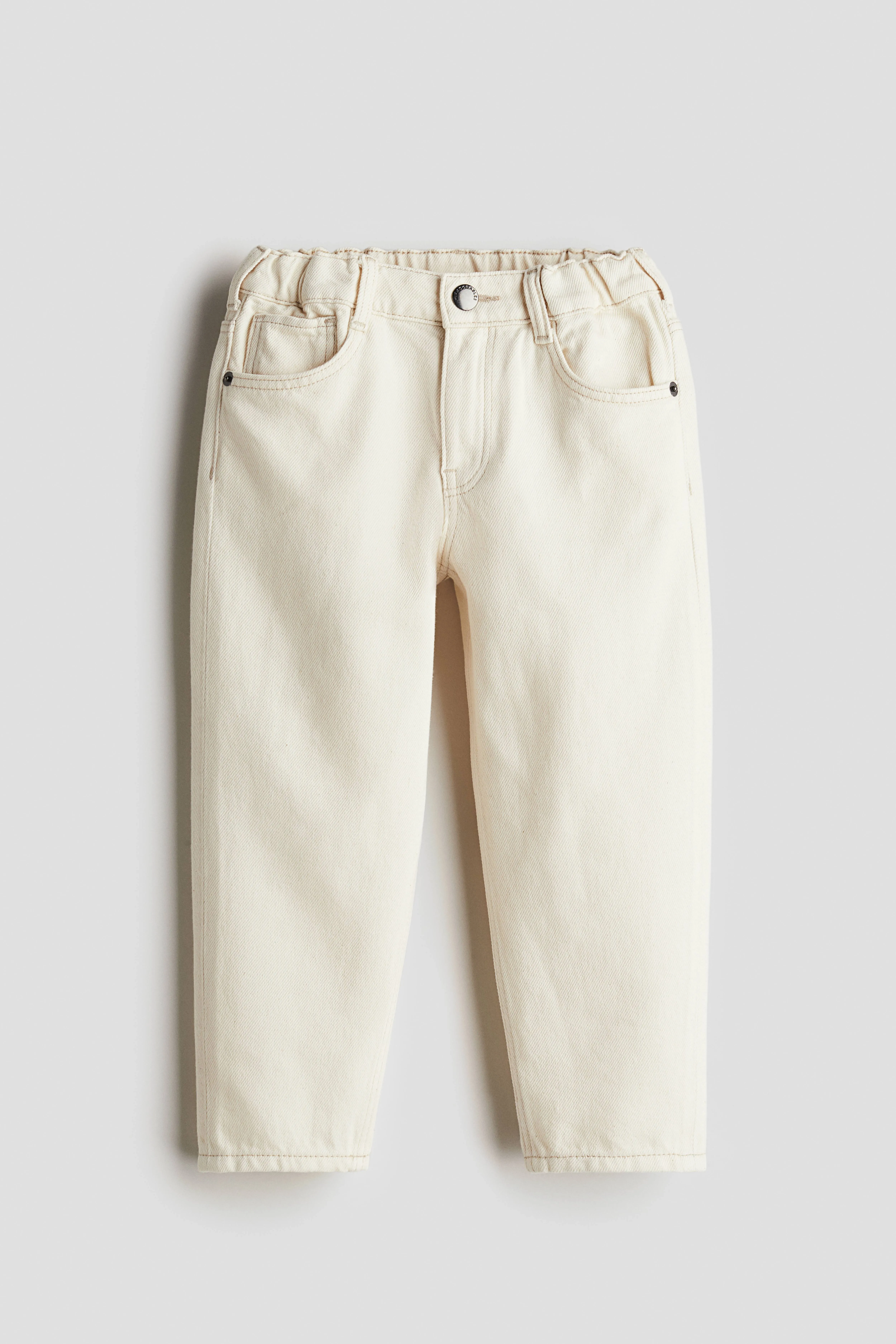 Tapered cotton-blend jeans - Regular waist - Long - Cream - Kids | H&M GB