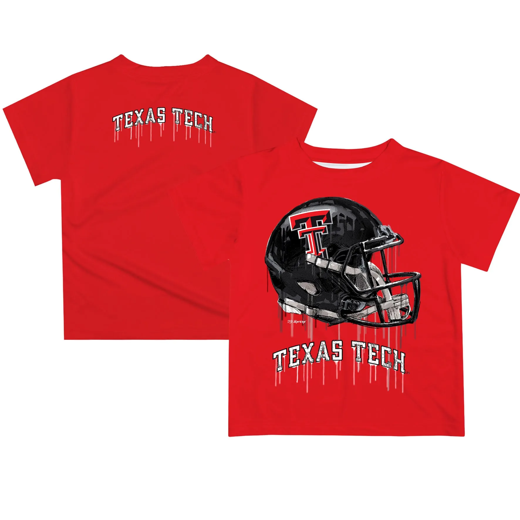 Texas Tech Red Raiders Youth Red Team Logo Dripping Helmet T-Shirt