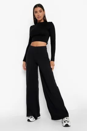 Thick Cotton Ruched Bum Wide Leg Pants