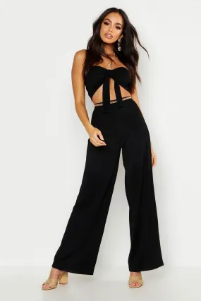 Tie Front Bralet And Wide Leg Pants Two-Piece Set