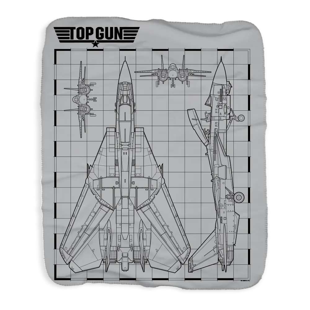 Top Gun Fighter Jet Schematics Sherpa Blanket