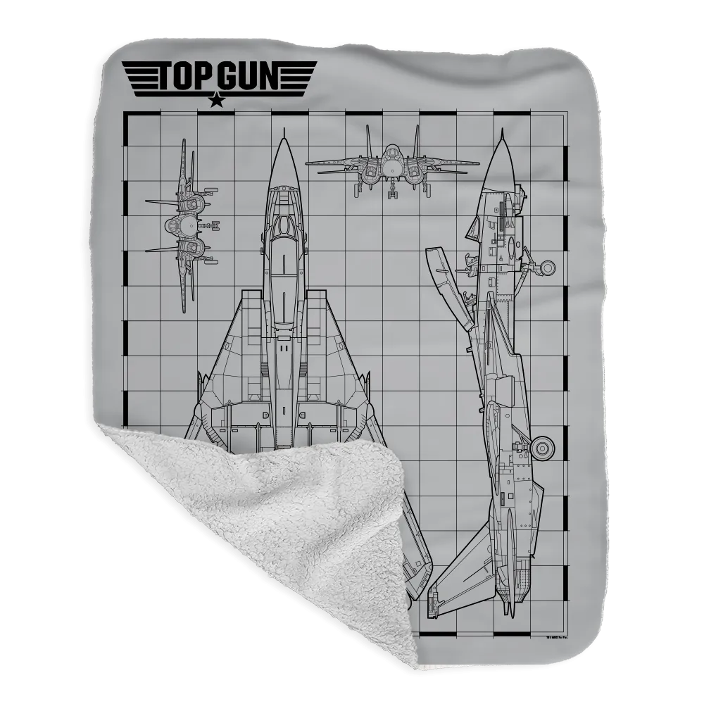 Top Gun Fighter Jet Schematics Sherpa Blanket