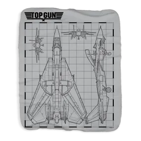 Top Gun Fighter Jet Schematics Sherpa Blanket