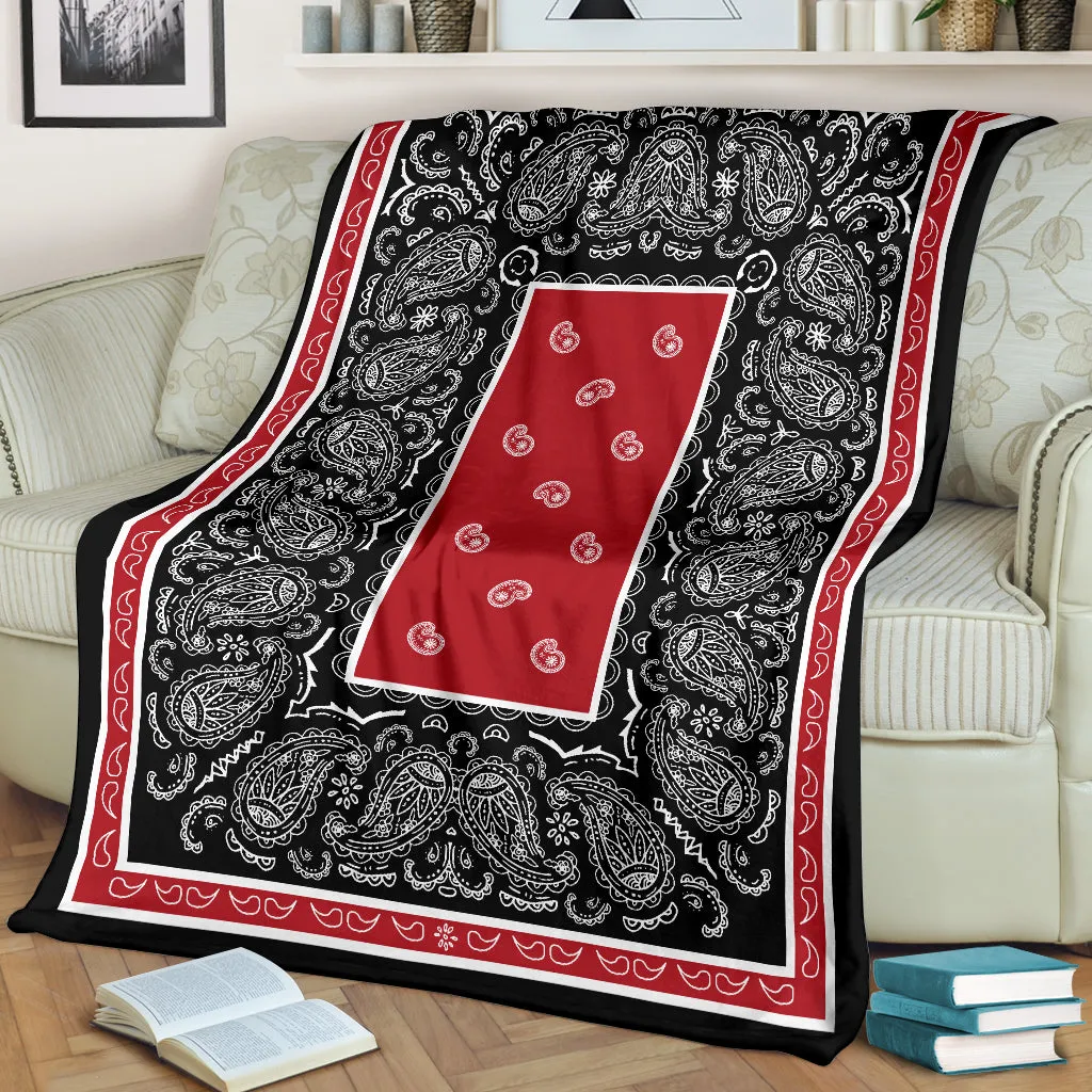 Ultra Plush Red and Black Bandana Premium Blanket