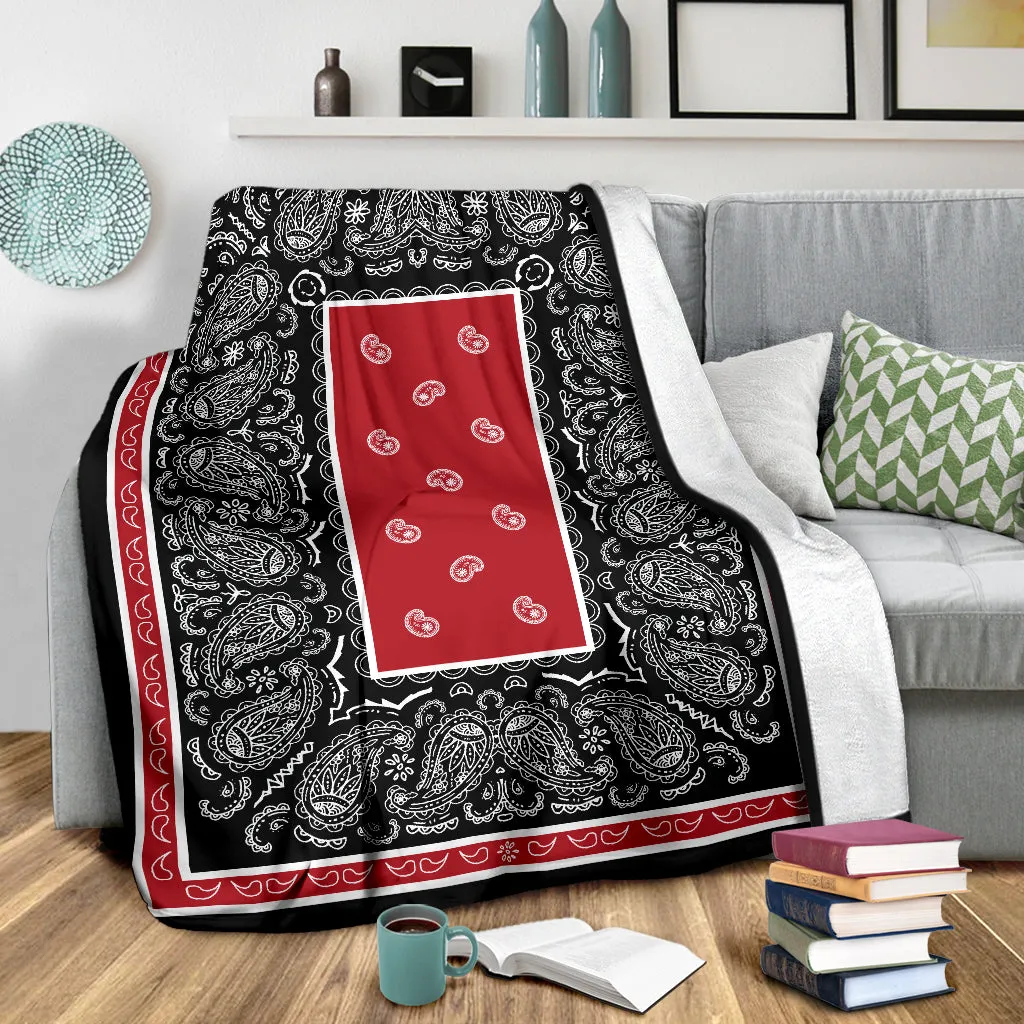 Ultra Plush Red and Black Bandana Premium Blanket