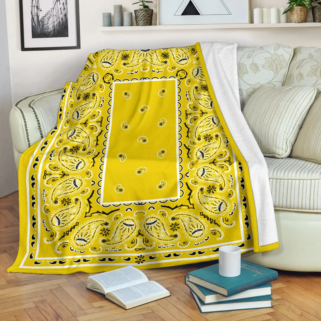 Ultra Plush Sunshine Yellow Bandana Throw Premium Blanket