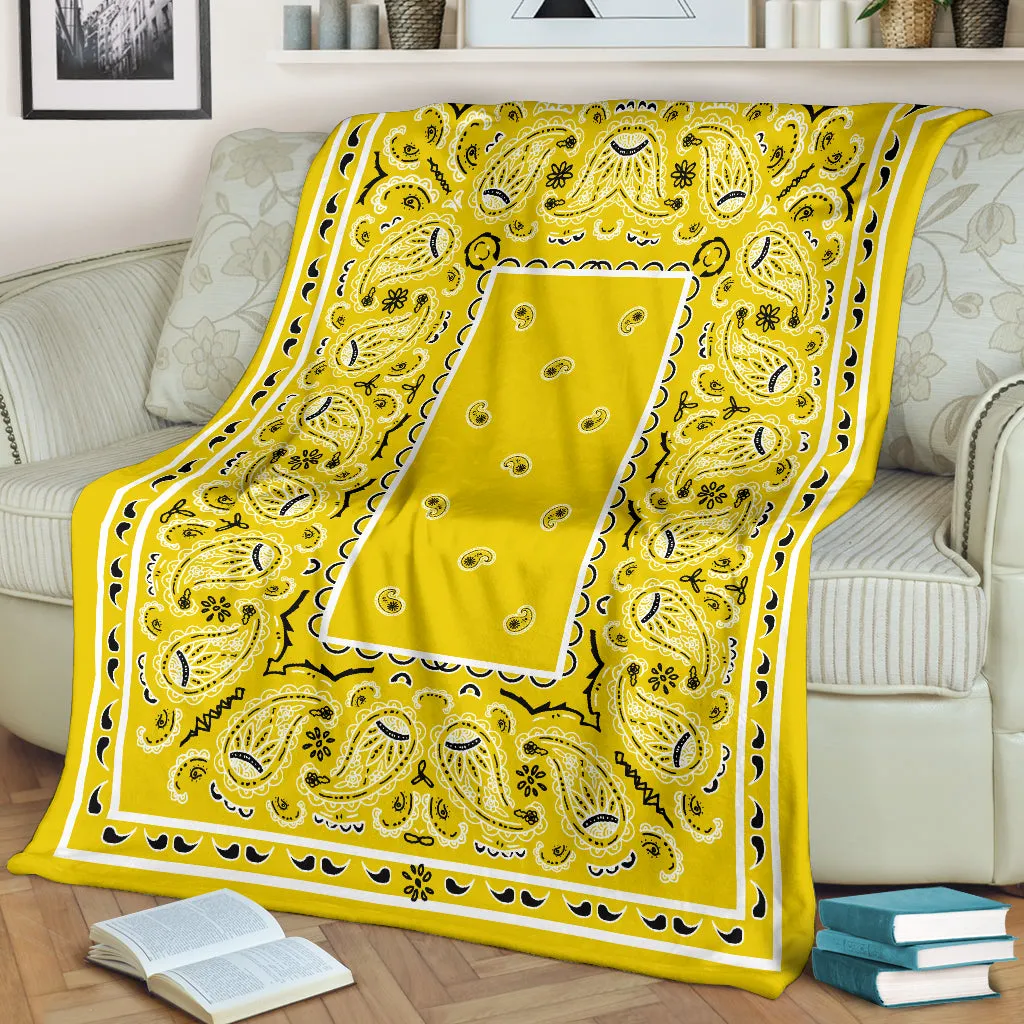 Ultra Plush Sunshine Yellow Bandana Throw Premium Blanket