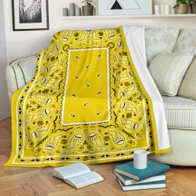 Ultra Plush Sunshine Yellow Bandana Throw Premium Blanket