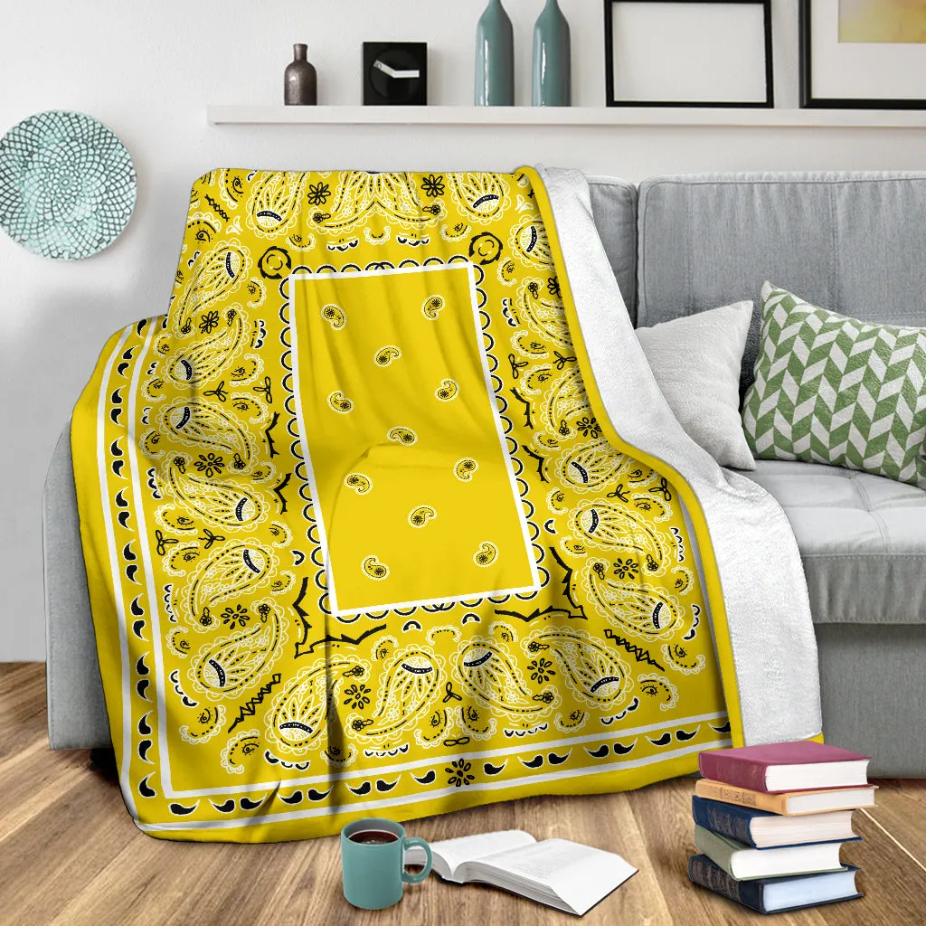 Ultra Plush Sunshine Yellow Bandana Throw Premium Blanket