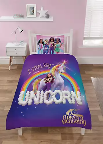 Unicorn Academy Love My Unicorn Single Duvet Cover Set | Kaleidoscope