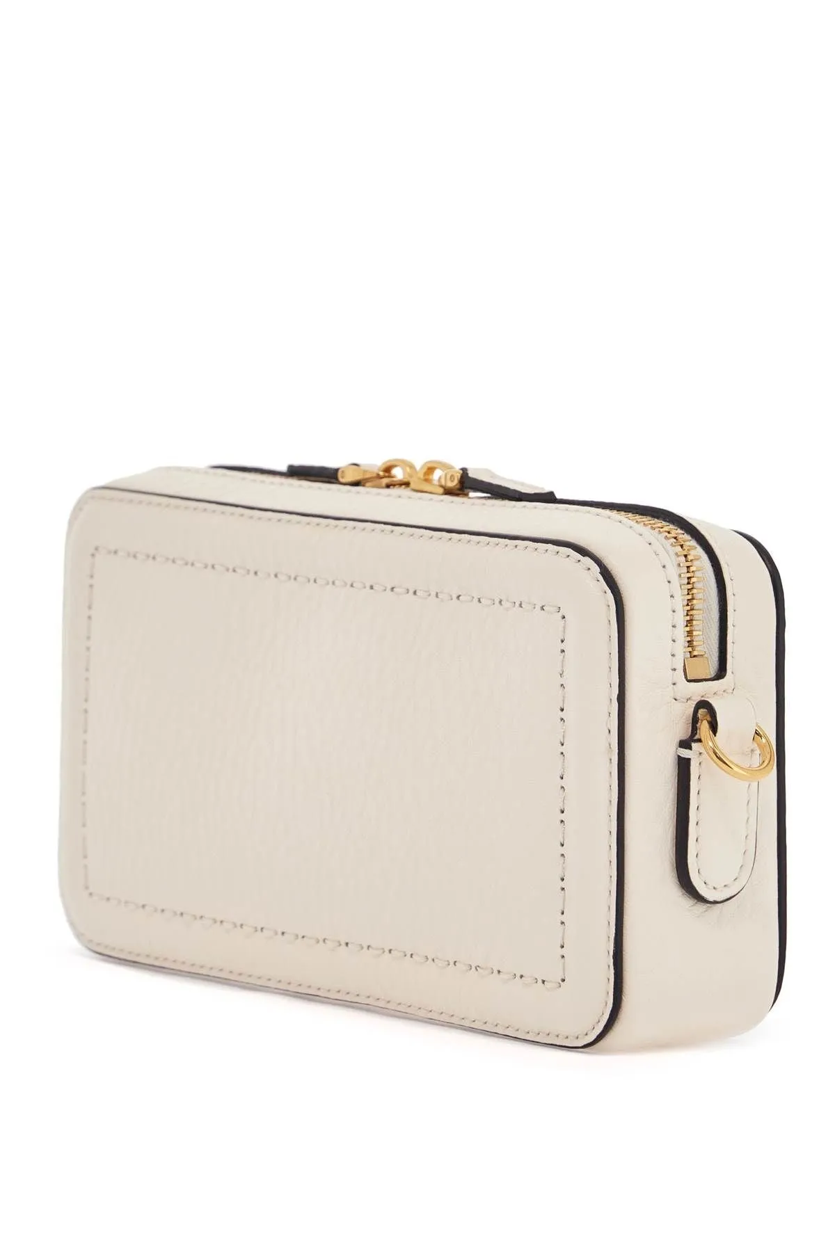 Valentino Garavani Mini Camera Case In Ivory Leather With Adjustable Strap And Golden Details