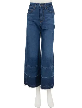     Veronica Beard   taylor cropped high rise wide leg jeans in bright blue