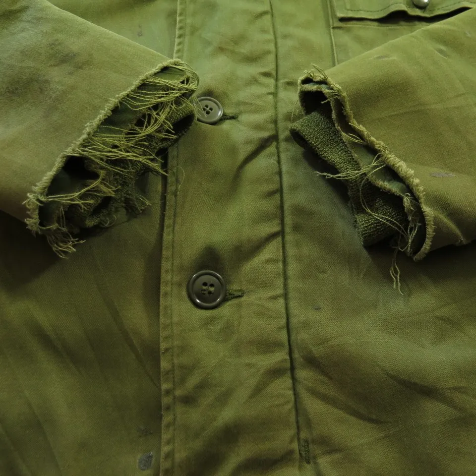 Vintage 60s Alpha A-2 Field Jacket Mens M Cotton Military Issued No Reproduction