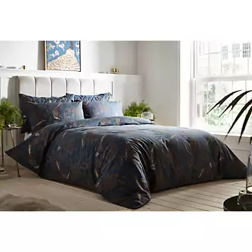 Waverly Bird Jacquard Navy Duvet Cover & Standard Pillowcase Set by Kaleidoscope | Kaleidoscope