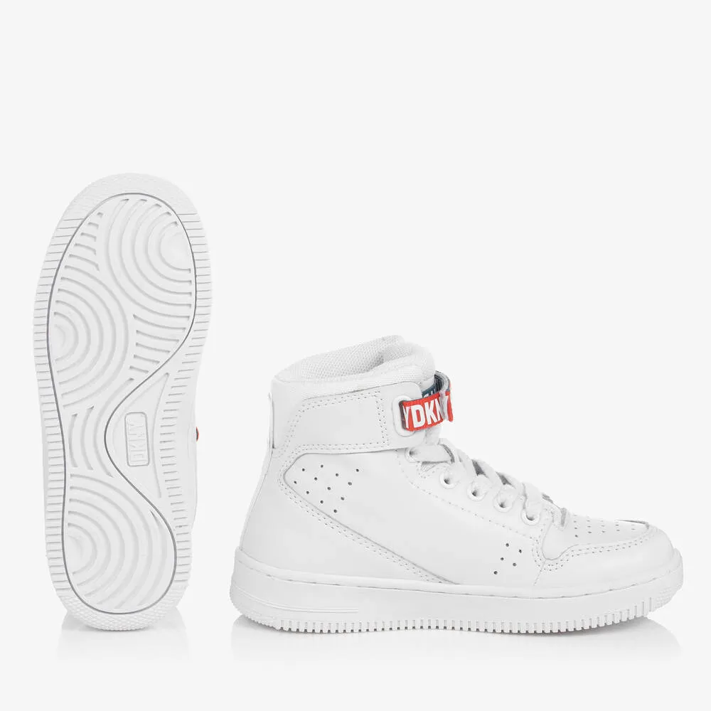 White Leather High-Top Trainers