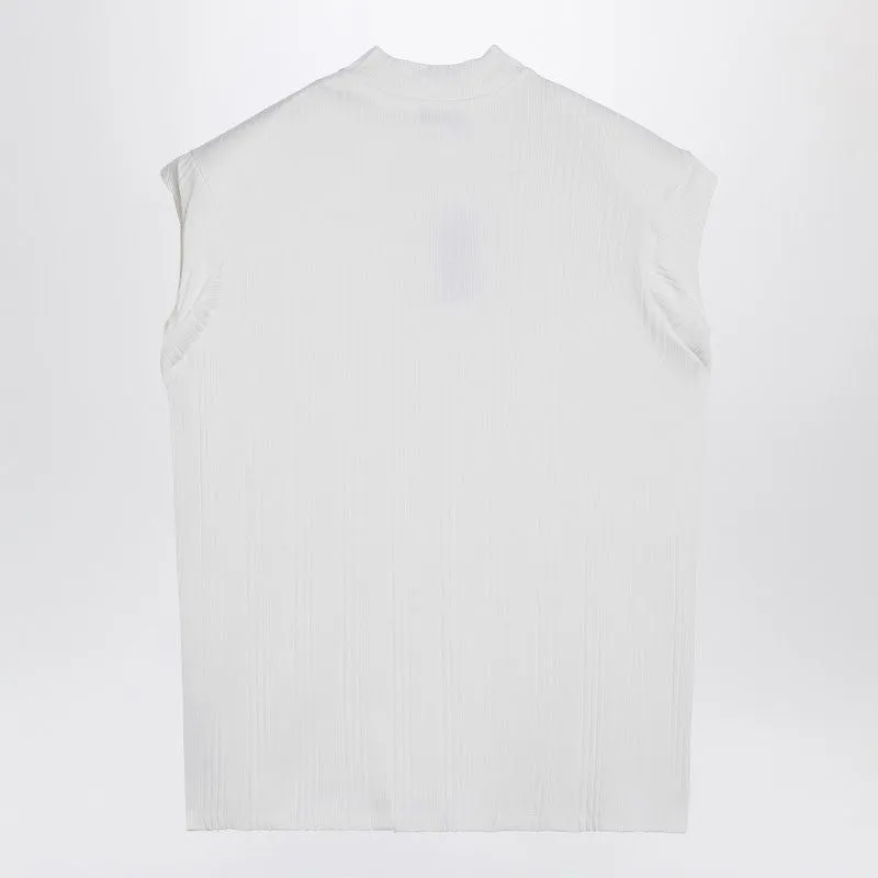 WHITE SLEEVELESS COTTON TANK TOP WITH LOGO