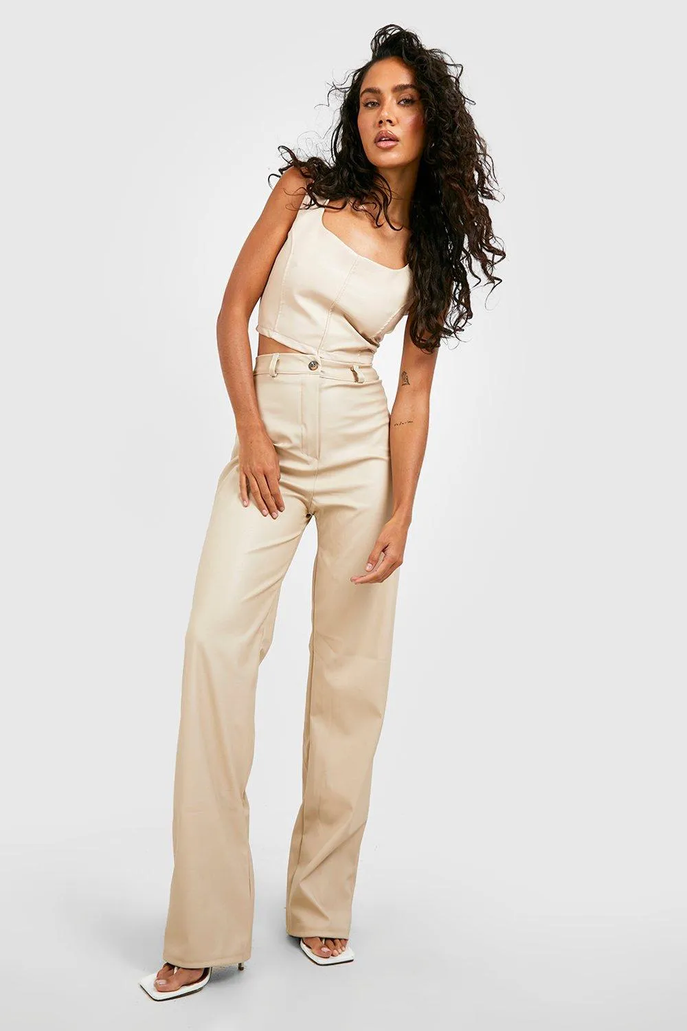 Wide Leg Faux Leather Pants