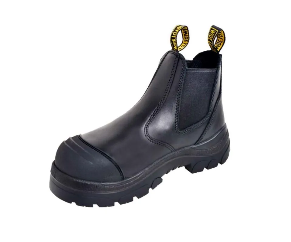 Wide Load 490BPO Steel Safety Toe Pull-On Water-resistant Work Boot - Black - 6E Only