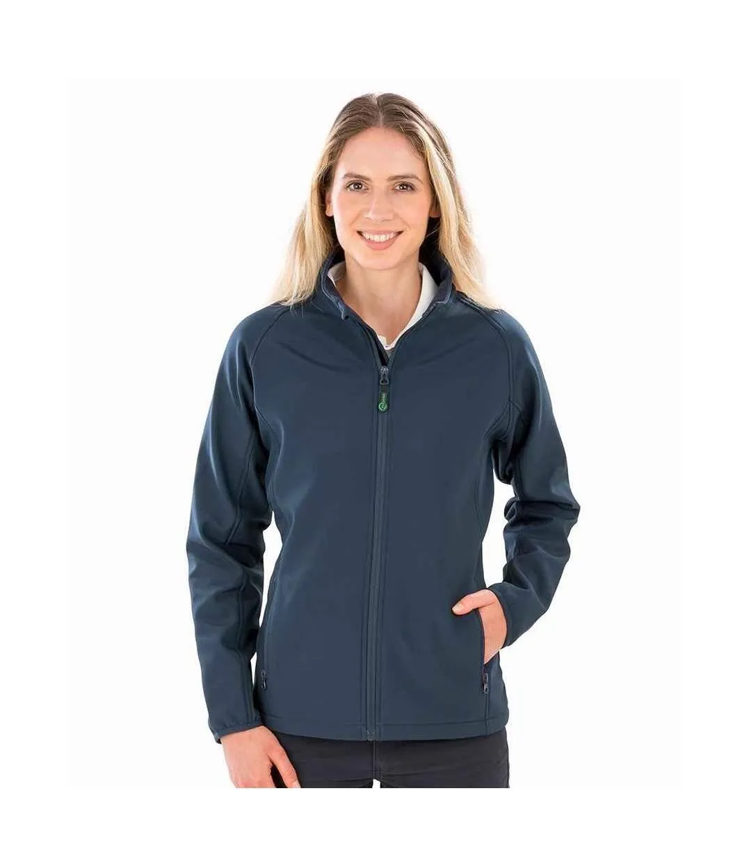 Womens/ladies printable soft shell jacket navy Result Genuine Recycled