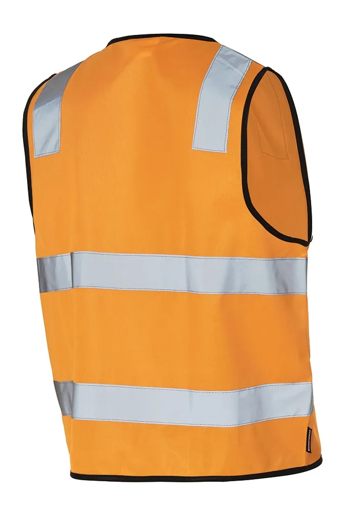 Workhorse MVE017 Safety Vest - High Visibility - Vic Rail Compliant - Polyester Tricot - Special Orange - S