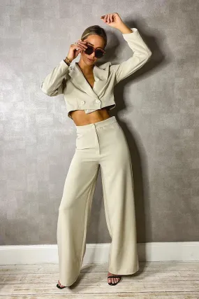 Woven Tailored High Waisted Wide Leg Pants