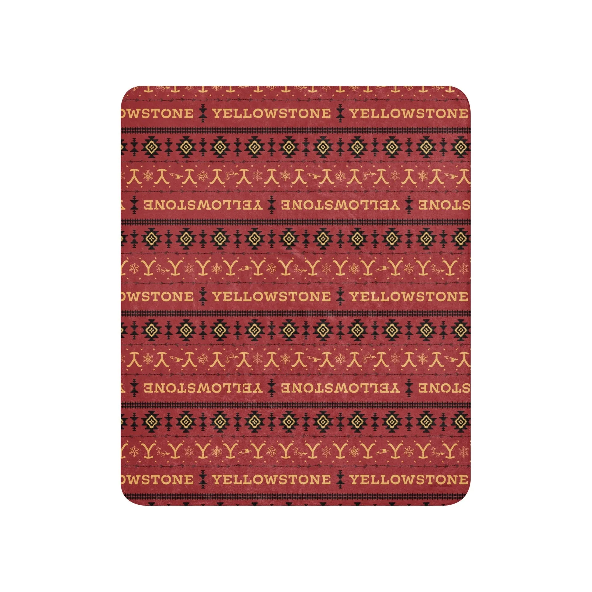 Yellowstone Holiday Aztec Sherpa Blanket