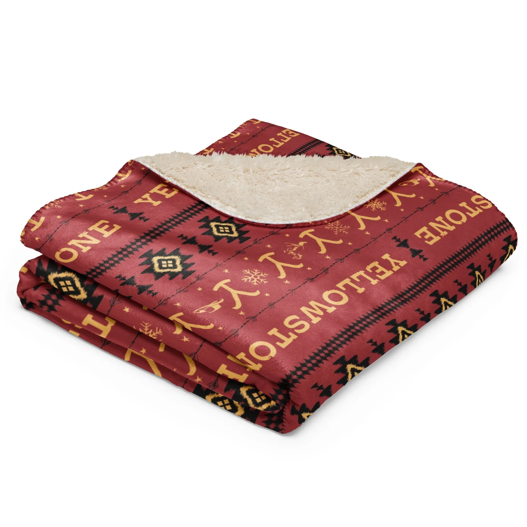 Yellowstone Holiday Aztec Sherpa Blanket