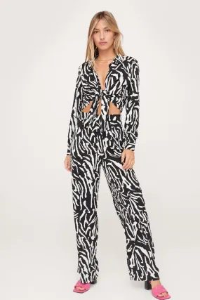 Zebra Print Wide Leg Pants