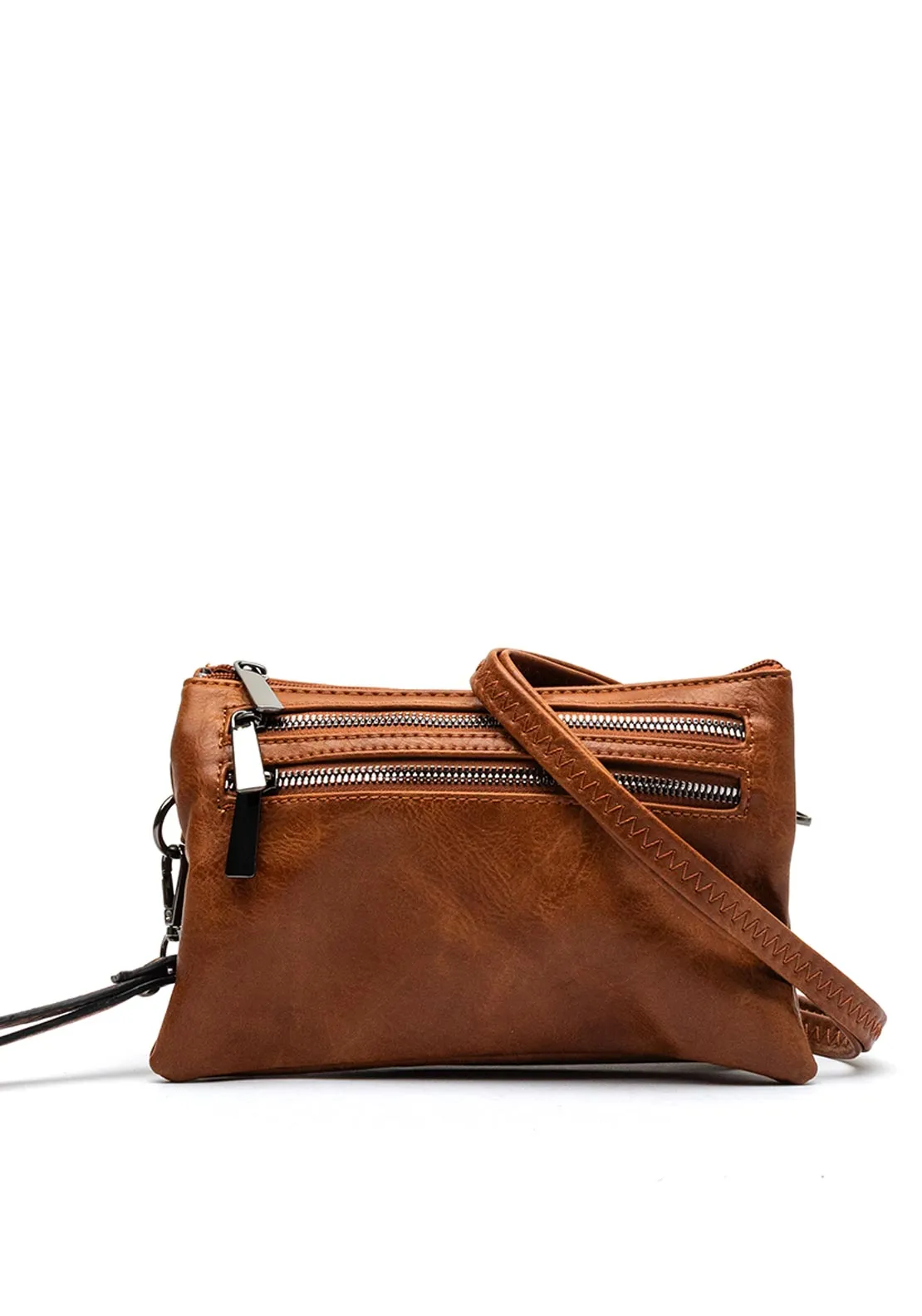 Zen Collection Zipped Shoulder Bag, Tan