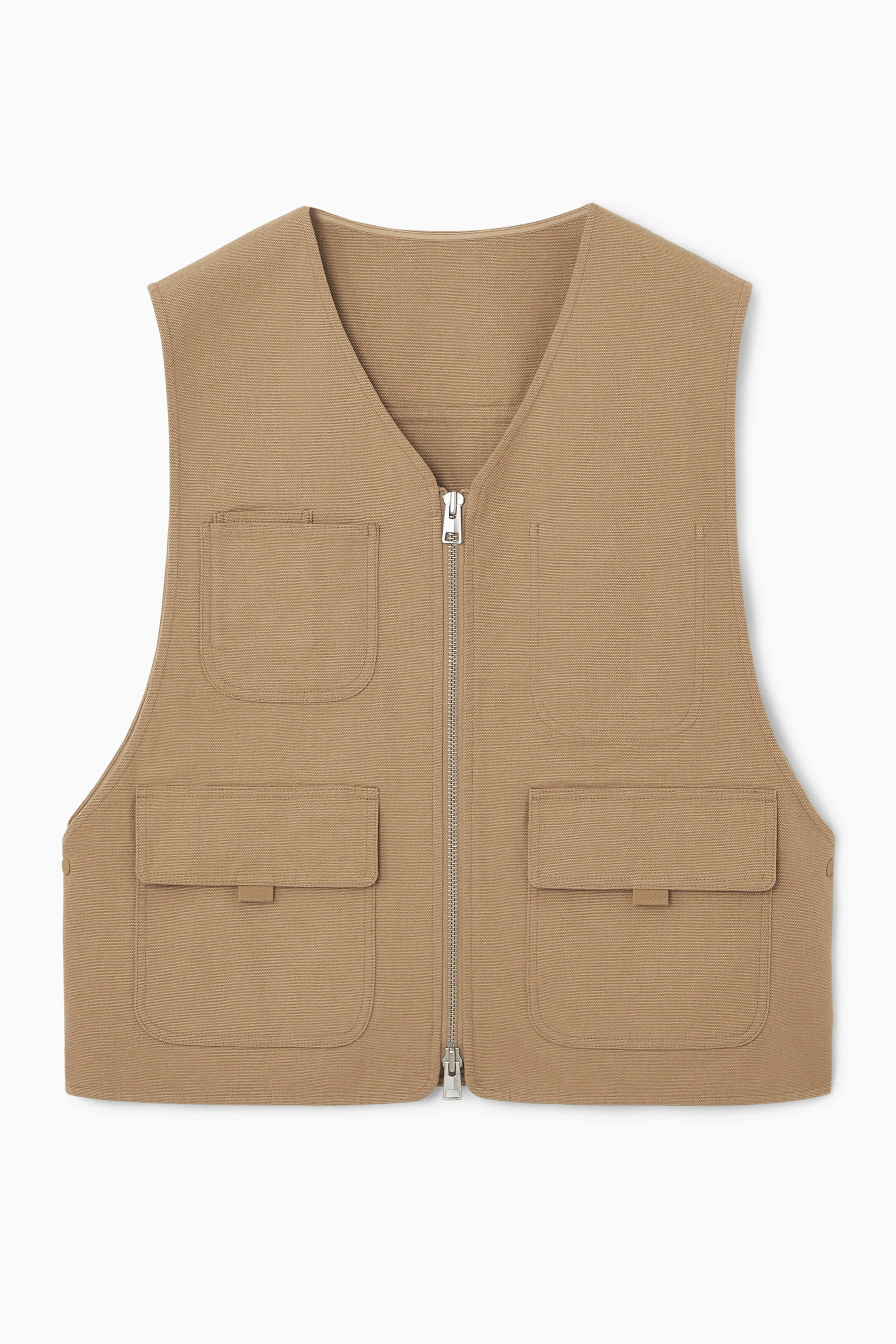 ZIPPED HYBRID UTILITY VEST - V-neck - Sleeveless - DARK BEIGE - Men | H&M GB